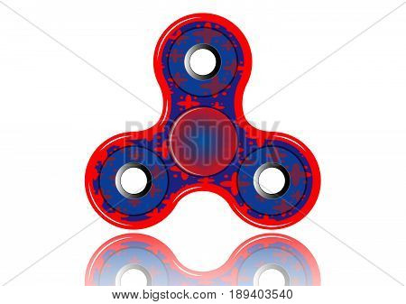 Fidget spinner icon - toy for stress relief and improvement of attention span. Filled blue and red