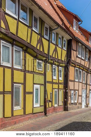 Street With Colorful Half-timbered Houses In Rinteln