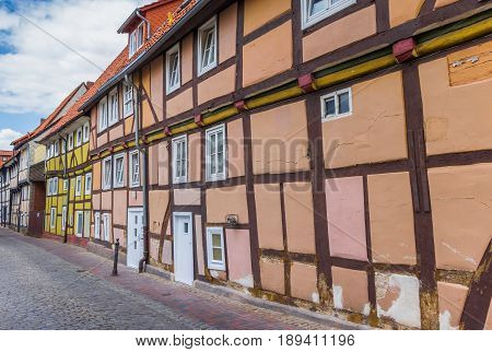 Street With Colorful Half-timbered Houses In Rinteln