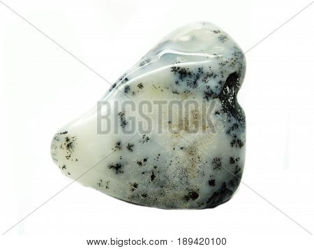 moss agate chalcedony quartz semigem geological mineral isolated
