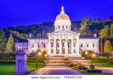 The Vermont State House in Montpelier, Vermont, USA.