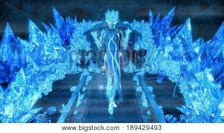3d render of a magical ice queen