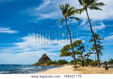 Makaha beach on Oahu island in Hawaii