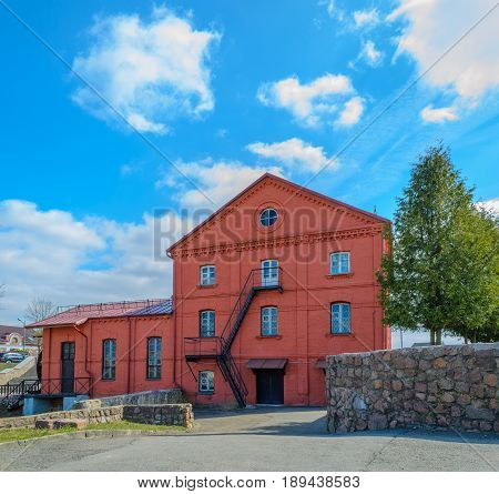 Belarus Orsha - April 11 2017: The old water mill Mlyn. Watermill built in begin of 20th century