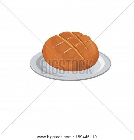 round bread wheat baked breakfast icon vector illustration