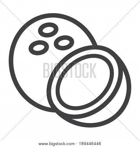 Coconut line icon, fruit and tropical, vector graphics, a linear pattern on a white background, eps 10.