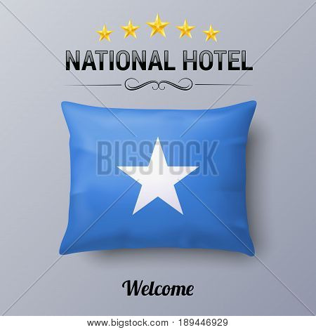 Realistic Pillow and Flag of Somalia as Symbol National Hotel. Flag Pillow Cover with Somalian flag