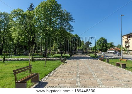 PIROT, SERBIA -16 APRIL 2016: Center of  town of Pirot, Republic of Serbia