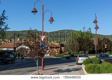 DIMITROVGRAD, SERBIA -16 APRIL 2016: Center of  town of Dimitrovgrad, Pirot region, Republic of Serbia