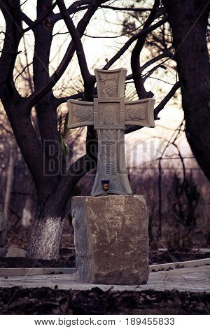 Gravestones in the Christian-Orthodox Assyrian Monastery in Georgia