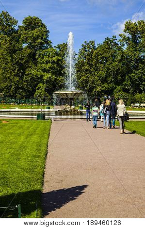 St Petersburg, Russia - August 2, 2015: Fountain 