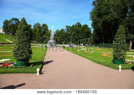 St Petersburg, Russia - August 2, 2015: Fountain 