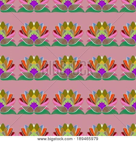 Vector Flower Illustration. Seamless Pattern With Floral Motif. Seamless Floral Pattern With Colorfi