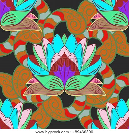 Multicolor Ornament Of Small Simple Colorfil Flowers Vector Abstract Seamless Pattern For Fabric Or 