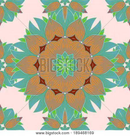 Seamless Pattern With Floral Motif. Seamless Floral Pattern With Colorfil Flowers Watercolor. Vector