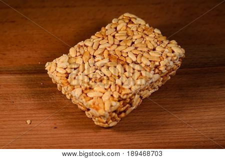 Caramel Brittles On A Wooden Table