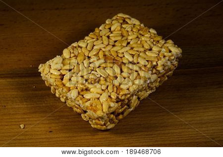 Caramel Brittles On A Wooden Table