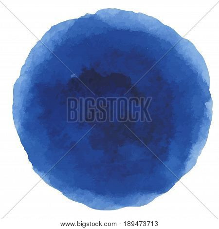 Abstract Watercolor dark blue hand painted dots. Beautiful watercolor circle design elements. Watercolor background. Color trend