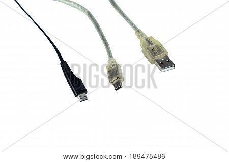 Usb, Mini-usb And Micro-usb Connectors Isolated On White