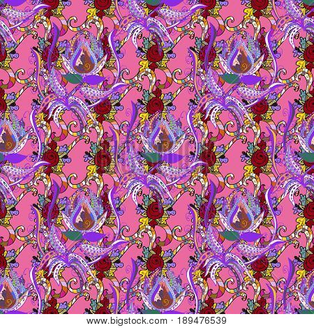 Blooming Jungle. Motley Vector Illustration. Seamless Exotic Pattern With Many Tropical Flowers.