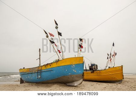 View on Sandy Baltic coast - Rewal Poland.