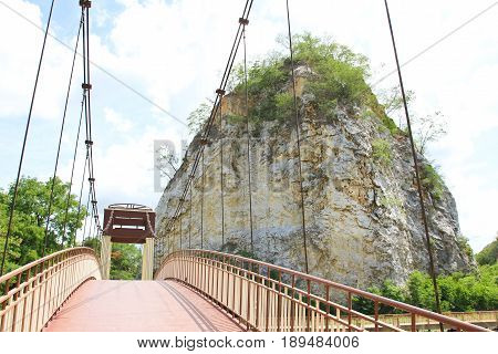 Khao Ngoo Rock Park famous scenic point in Ratchaburi Thailand.