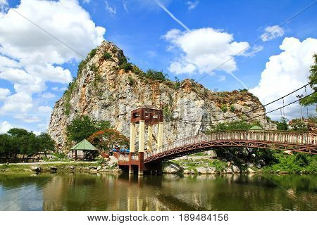 Khao Ngoo Rock Park famous scenic point in Ratchaburi Thailand.