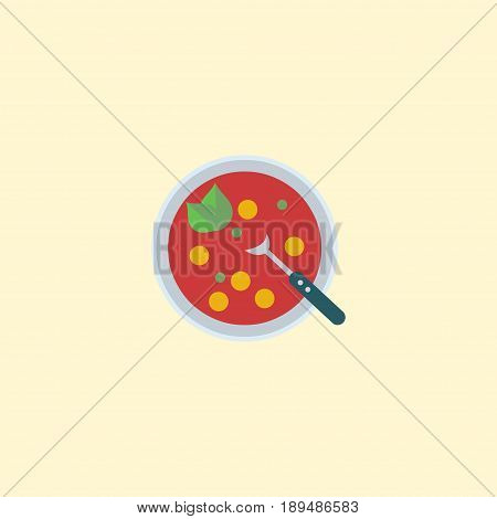 Flat Soup Element. Vector Illustration Of Flat Broth Isolated On Clean Background. Can Be Used As Soup, Broth And Bowl Symbols.