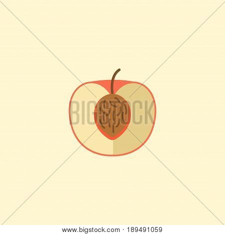 Flat Nectarine Element. Vector Illustration Of Flat Peach Isolated On Clean Background. Can Be Used As Peach, Nectarine And Fruit Symbols.