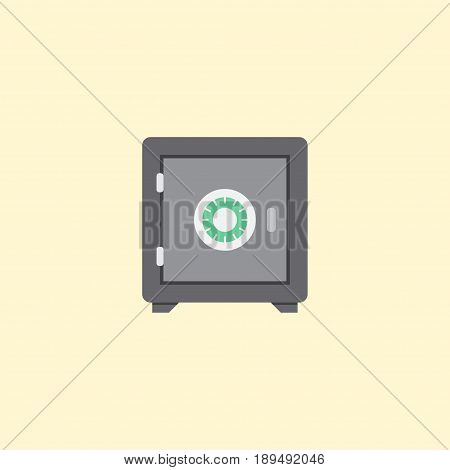 Flat Safe Element. Vector Illustration Of Flat Strongbox Isolated On Clean Background. Can Be Used As Safe, Strongbox And Secure Symbols.
