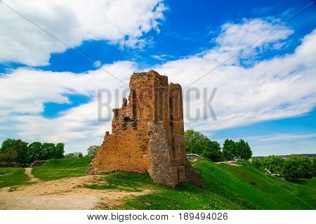 Ruins of a medieval castle in Novogrudok Belarus architecture