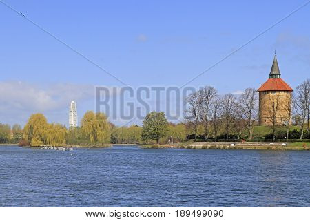 lake in public city park of Malme Sweden
