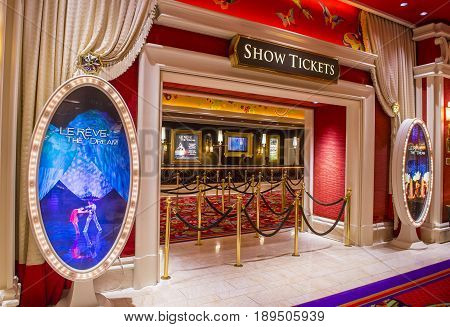 LAS VEGAS - JAN 08 : The Le Reve at the Wynn hotel in Las Vegas on January 08 2017. Le Reve is a stage production It is set in an aquatic stage with a one million-gallon water capacity