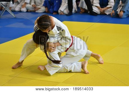 Orenburg, Russia - 05 November 2016: Girls Compete In Judo