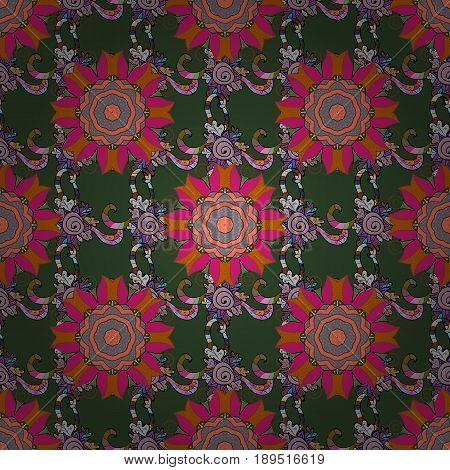 Seamless Pattern With Floral Motif. Seamless Floral Pattern With Flowers Watercolor. Vector Flower I