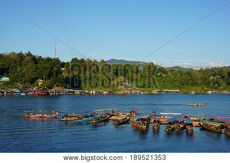 12 January 2017 : small boat in Sangklaburi Kanchanaburi country, Thailand