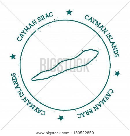 Cayman Brac Vector Map. Distressed Travel Stamp With Text Wrapped Around A Circle And Stars. Island