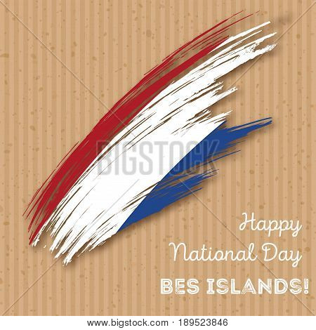 Bes Islands Independence Day Patriotic Design. Expressive Brush Stroke In National Flag Colors On Kr
