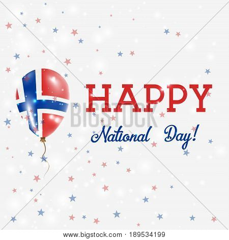 Bouvet National Day Patriotic Poster. Flying Rubber Balloon In Colors Of The Bouvet Flag. Bouvet Nat