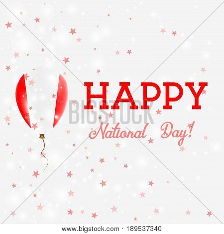 Peru National Day Patriotic Poster. Flying Rubber Balloon In Colors Of The Peruvian Flag. Peru Natio