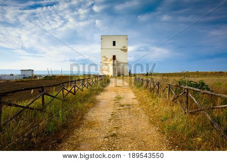 Torre Pietra an Historical Building at Margherita Di Savoia Apulia