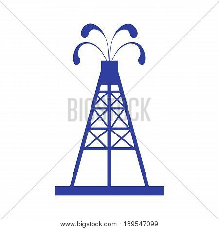 Stylized Icon Of The Oil Rig With Fountains Spurting Up Oil With Oil