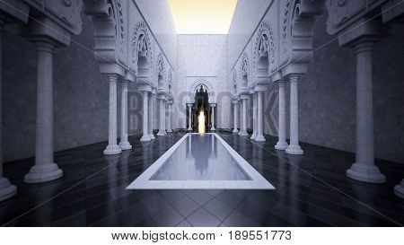3d rendering image of modern islamic style interior design.