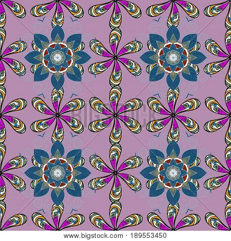 Elegant Seamless Pattern With Decorative Flowers In Colors. Vector Floral Pattern For Wedding Invita