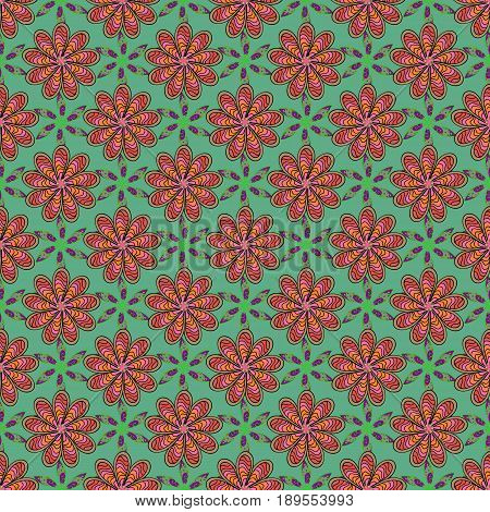Vintage Vector Floral Seamless Pattern In Colors.