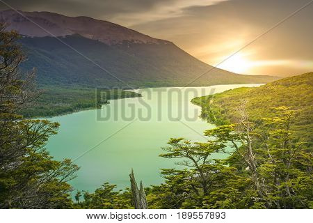 Beautiful lake on the road to Ushuaia Argentina