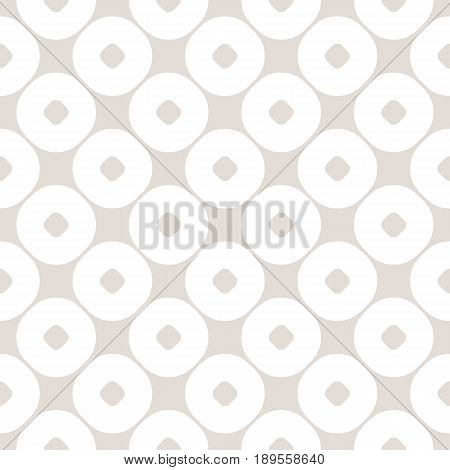 Vector seamless pattern with circles. Abstract geometric background in pastel colors beige & white. Simple texture repeat tiles. Stylish monochrome design for prints seamless pattern, home decor, textile, cover design, table cloth