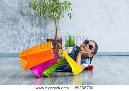 Happy Afro Girl With Shopping Bags