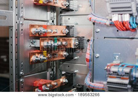 Copper busbar. Uninterrupted power. Electrical power Voltage compartment