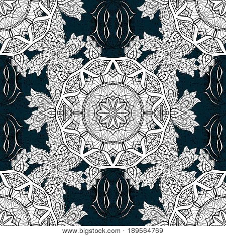 Gray Sketch On Texture Background.damask Pattern Repeating Background. Gray Colorfil Floral Ornament